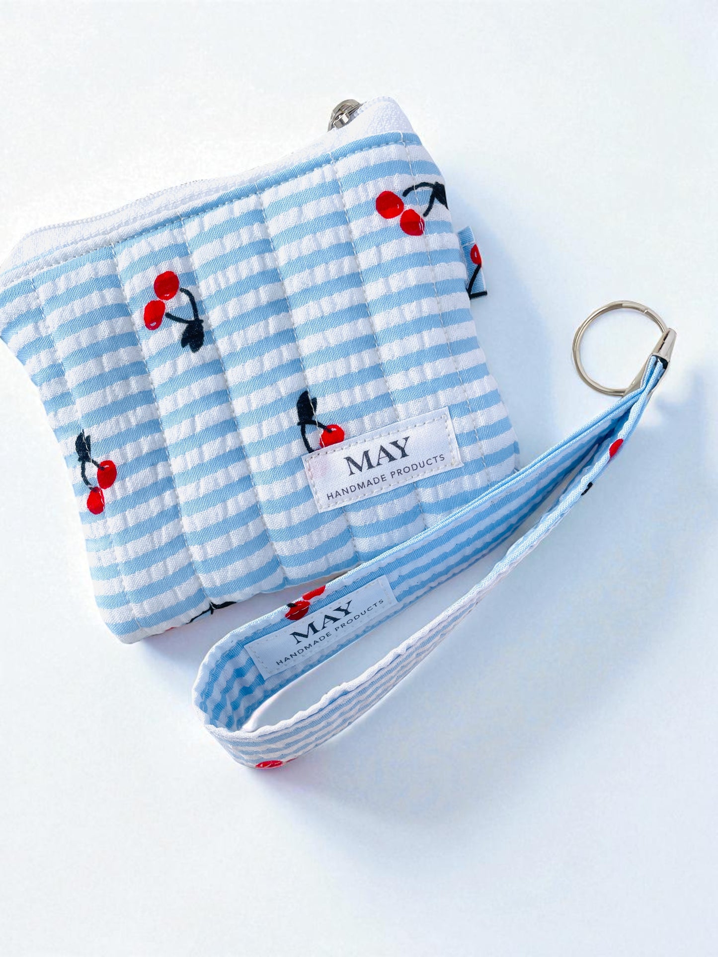 CHERRY BLUE STRIP COIN POUCH
