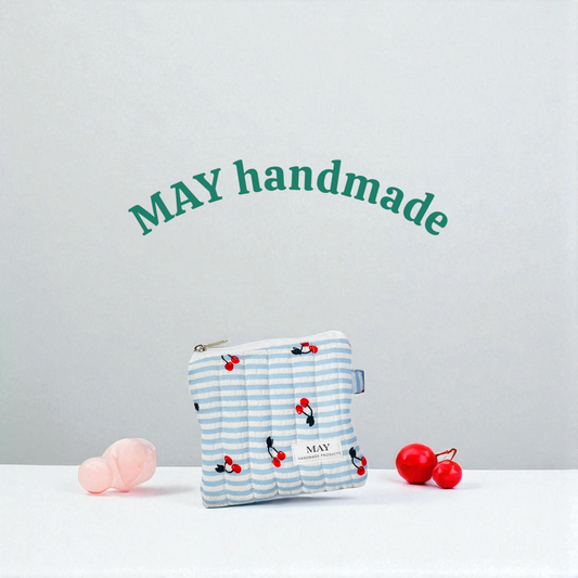 CHERRY BLUE STRIP COIN POUCH