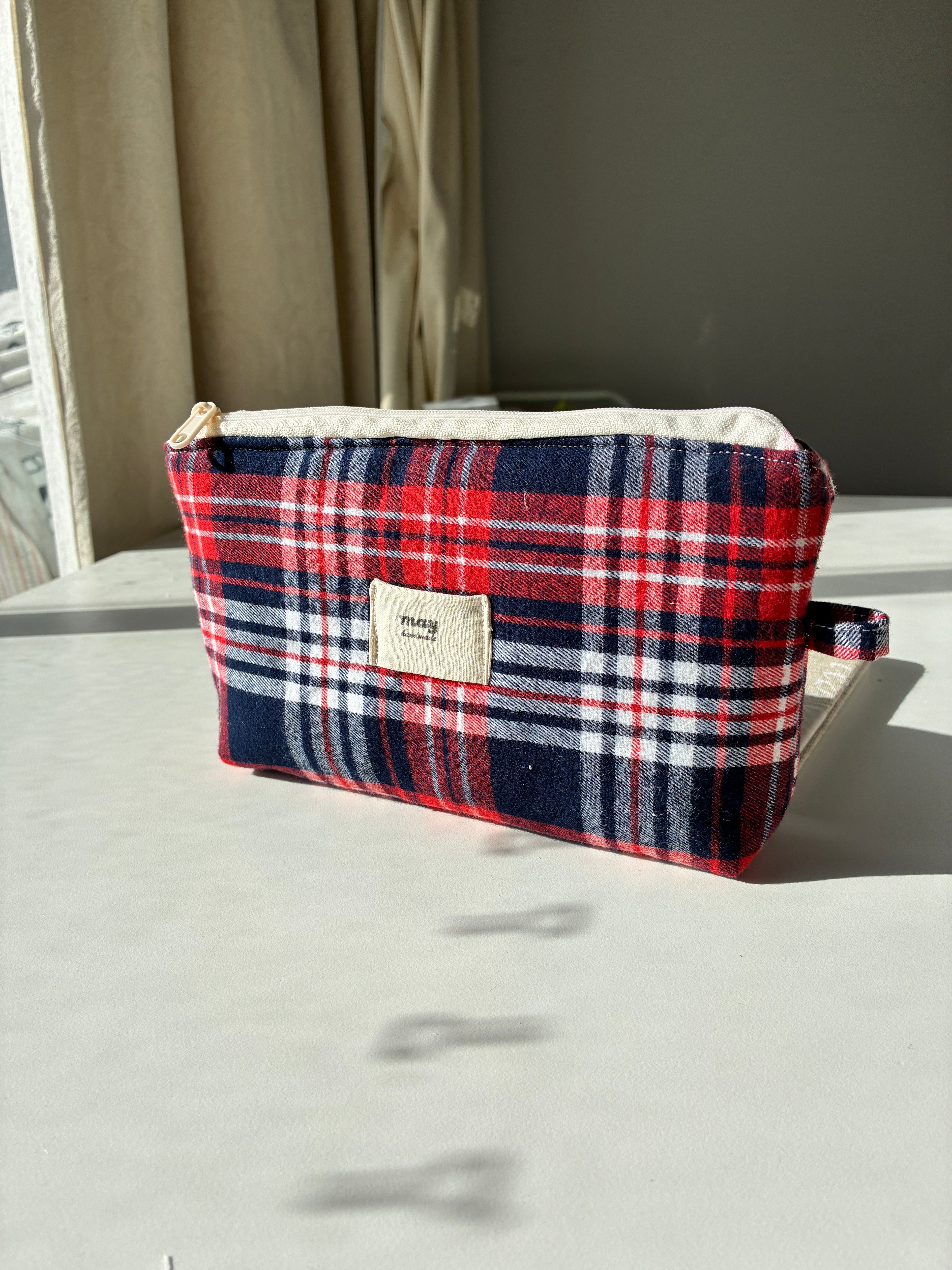 may everyday pouch red plaid