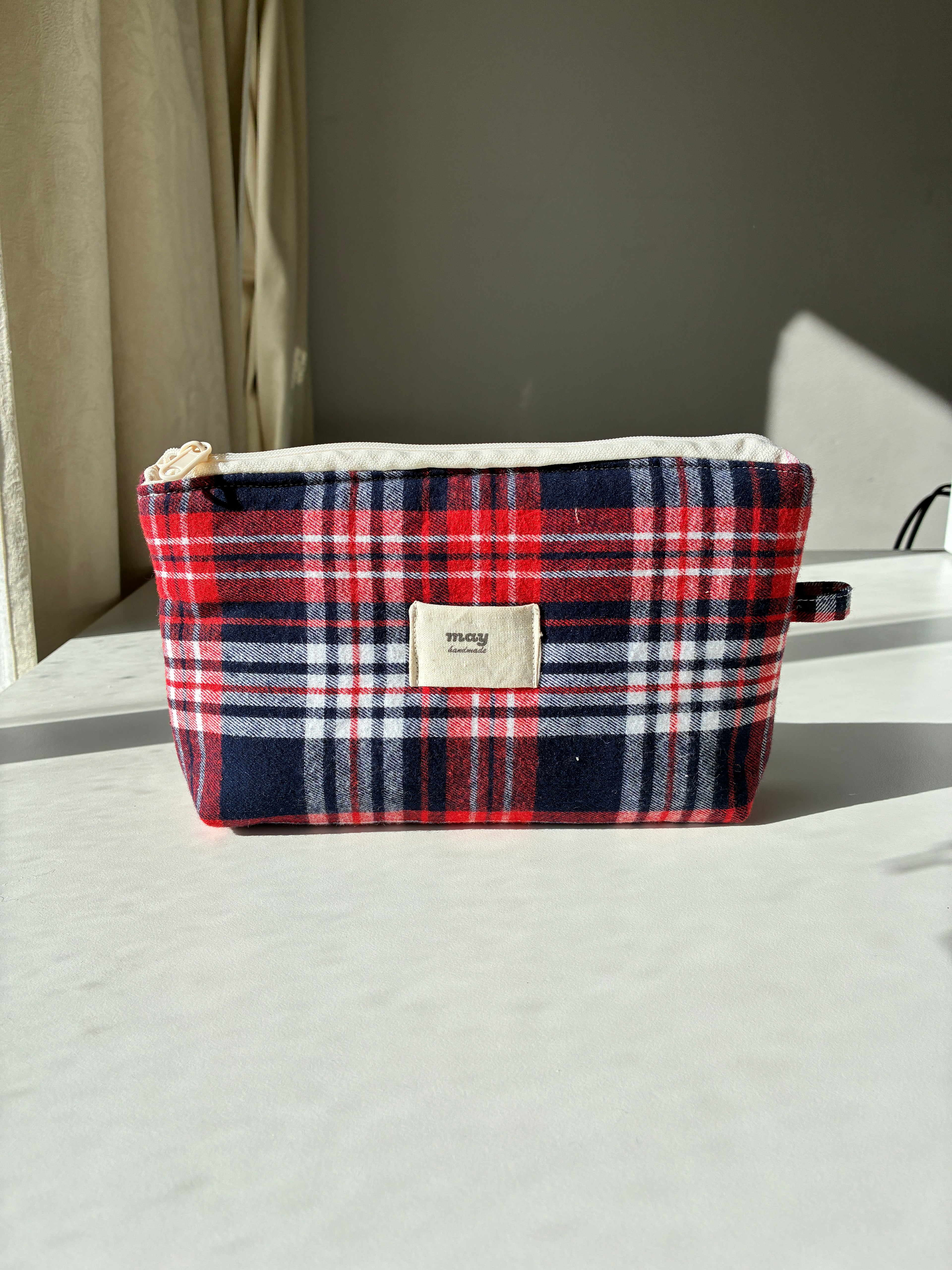 may everyday pouch red plaid