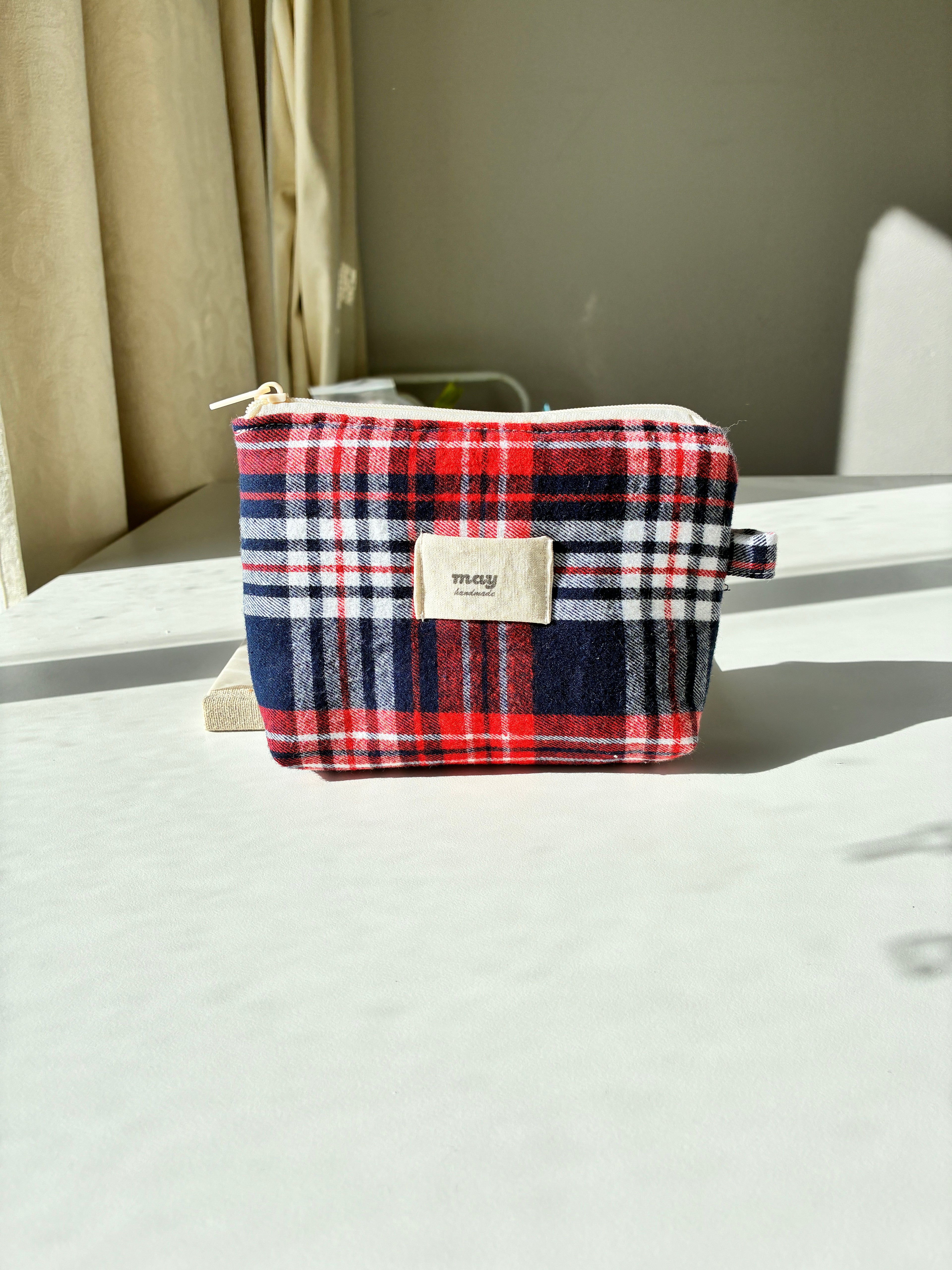 may everyday pouch red plaid