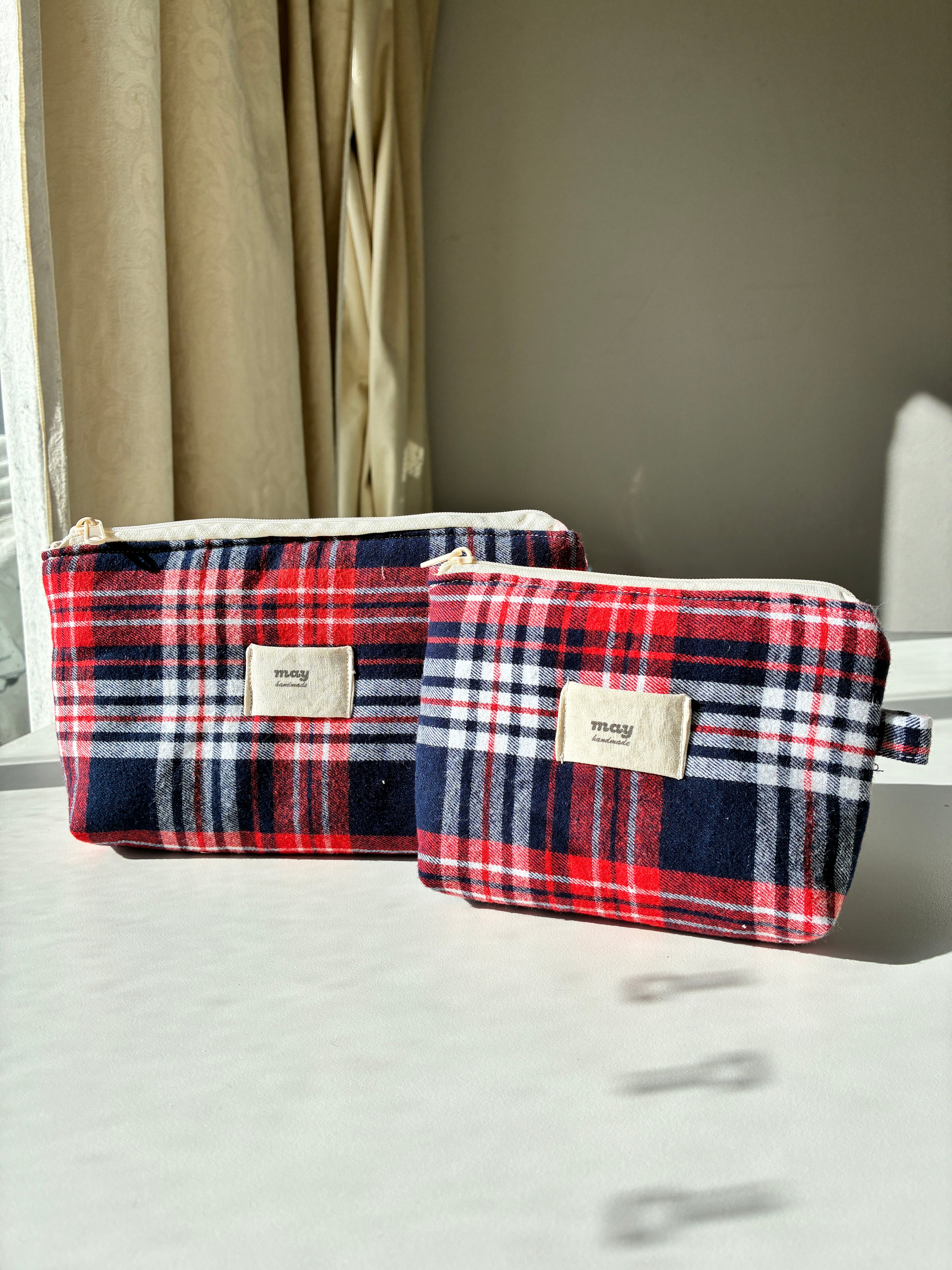 may everyday pouch red plaid