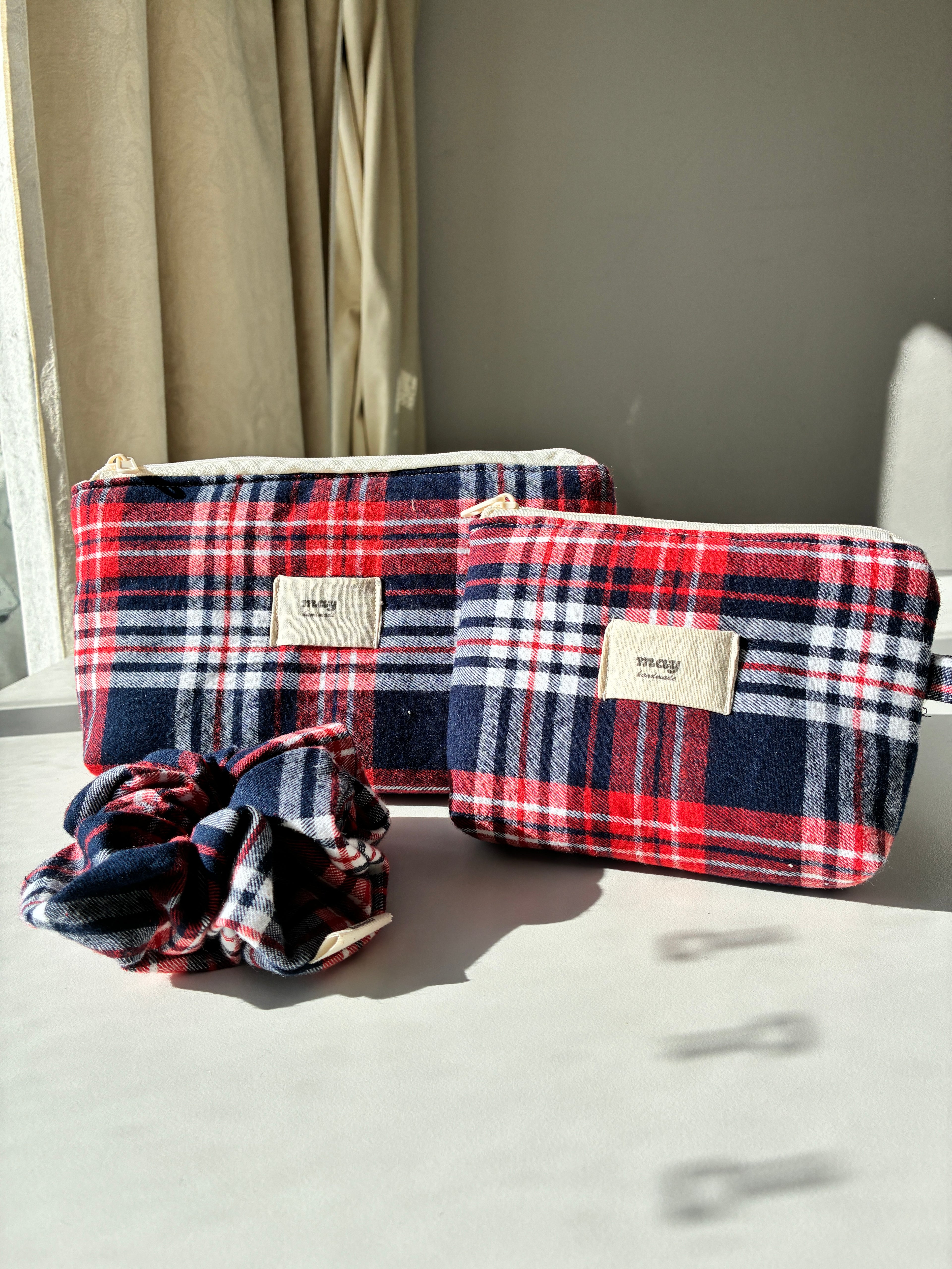 may everyday pouch red plaid