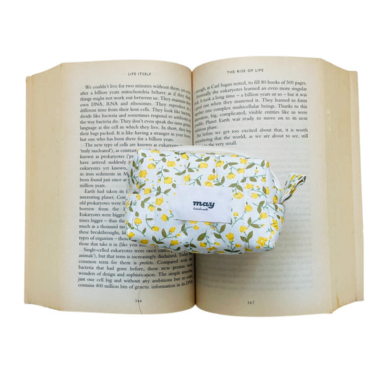 MINI BOX POUCH -YELLOW DAISY DOT